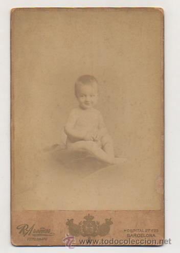 Photographie ancienne: R. ARE&Ntilde;AS. FOT&Oacute;GRAFO. RETRATO NI&Ntilde;O. 16,5 X 10,5 CM.