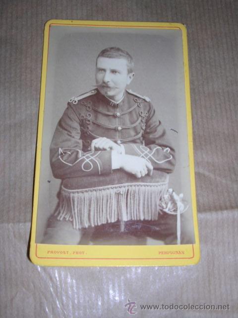 Fotografia antica: MILITAR CARTE DE VISITA PROVOST.PHOT. PERPIGNAN 10,5X6 CM.