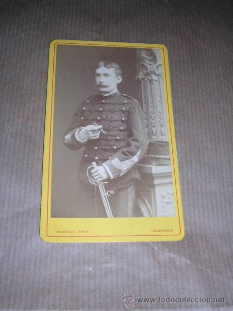 Fotograf&iacute;a antigua: MILITAR CARTE DE VISITE .PROVOST PHOT. PERPIGNAN 10,5X6 CM.