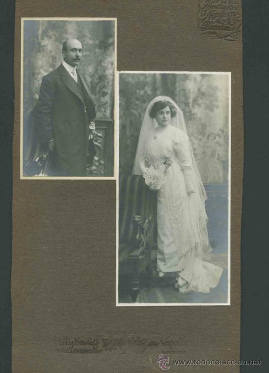 Fotografia antica: Foto de boda. Preciosa foto de pareja. Fotograf&iacute;a de Napoleon. c. 1905