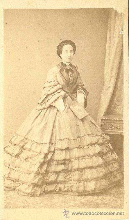 Photographie ancienne: FOTOGRAF&Iacute;A DE DAMA - CARTE DE VISITE - FOT&Oacute;GRAFO DE LA REAL C&Aacute;MARA M. DE HEBERT - SIGLO XIX