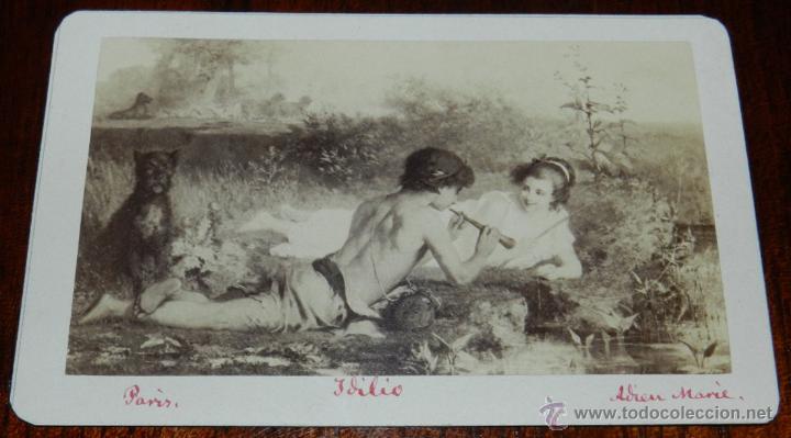 Fotograf&iacute;a antigua: ANTIGUA FOTOGRAFIA ALBUMINA CDV DE PINTURA IDYLLE PINTADO POR ADIEU MARIE, FOTO DE GOUPIL &amp; CIE