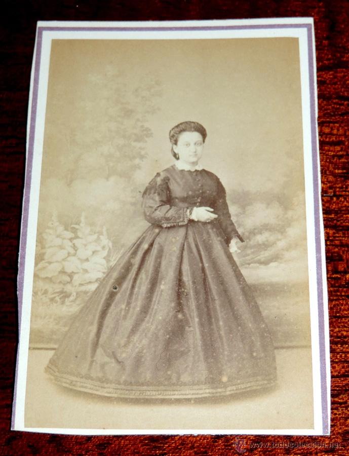 Fotograf&iacute;a antigua: Fotografia albumina de DAMA 1875 aproximadamente, CARTE DE VISITE, CDV FOTOGRAFO J. NAL Y C&ordf; de CADI