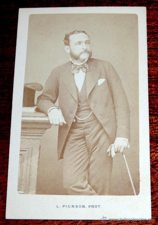 Photographie ancienne: FOTOGRAFIA ALBUMINA TIPO CDV, HERMANO DEL GENERAL ALFAU, FOT. PIERSON, PARIS, MIDE 10,5 X 6 CMS. ESC