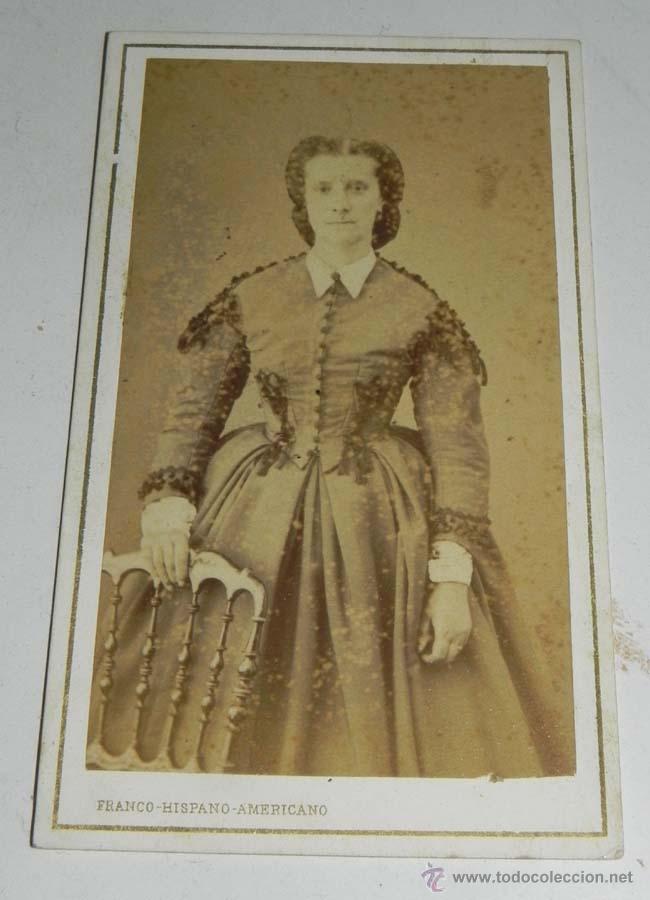 Fotograf&iacute;a antigua: FOTOGRAFIA ALBUMINA DE DAMA, SIGLO XIX, CARTE DE VISITE, CDV, ESTABLECIMIENTO FOTOGRAFICO FRANC