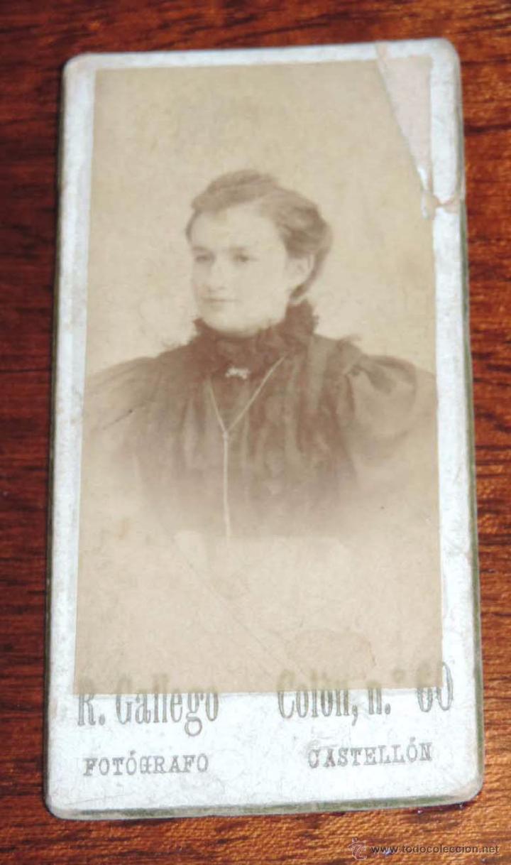 Fotografia antica: FOTOGRAFIA ALBUMINA TIPO CDV, FOTOGRAFO R. GALLEGO, CASTELLON., MIDE 7,5 X 4 CMS. APROX.