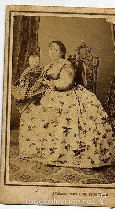 Antique Photography: FOTO NAPOLEON -BARCELONA RETRATO SE&Ntilde;ORA CON NI&Ntilde;A  CON REVERSO C.D.V.