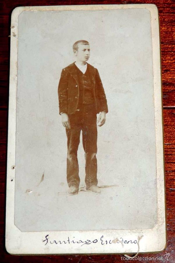 Antique Photography: FOTOGRAFIA ALBUMINA TIPO CDV, MUCHACHO DE FINALES DE SIGLO XIX, MIDE 10 X 6 CMS. APROX.