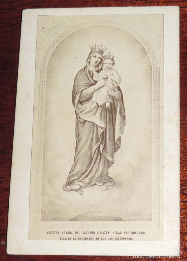 Fotograf&iacute;a antigua: FOTOGRAFIA ALBUMINA CDV, CARTE DE VISITE DE NUESTRA SE&Ntilde;ORA DEL SAGRADO CORAZON DE JESUS, CCOLEGIO DE