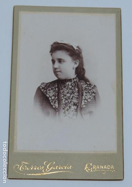 Antique Photography: FOTOGRAFIA ALBUMINA CDV CARTE DE VISITE, 1903 DE MUCHACHA,FOTOGRAFO TORRES GARCIA DE GRANADA, MIDE 1
