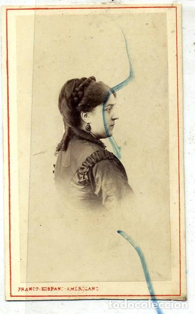Fotograf&iacute;a antigua: FOTO FRANCO HISPANO AMERICANO -BARCELONA RETRATO SE&Ntilde;ORA DE PERFIL C.D.V. CON REVERSO