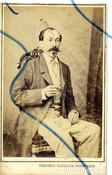 Photographie ancienne: FOTO FERNANDO NAPOLEON-BARCELONA RETRATO SE&Ntilde;OR C.D.V. CON REVERSO