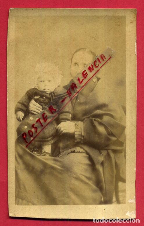 Fotograf&iacute;a antigua: FOTOGRAFIA TARJETA CARTA DE VISITA , FOTO ABUELA CON NIETO , ORIGINAL ,TV2539
