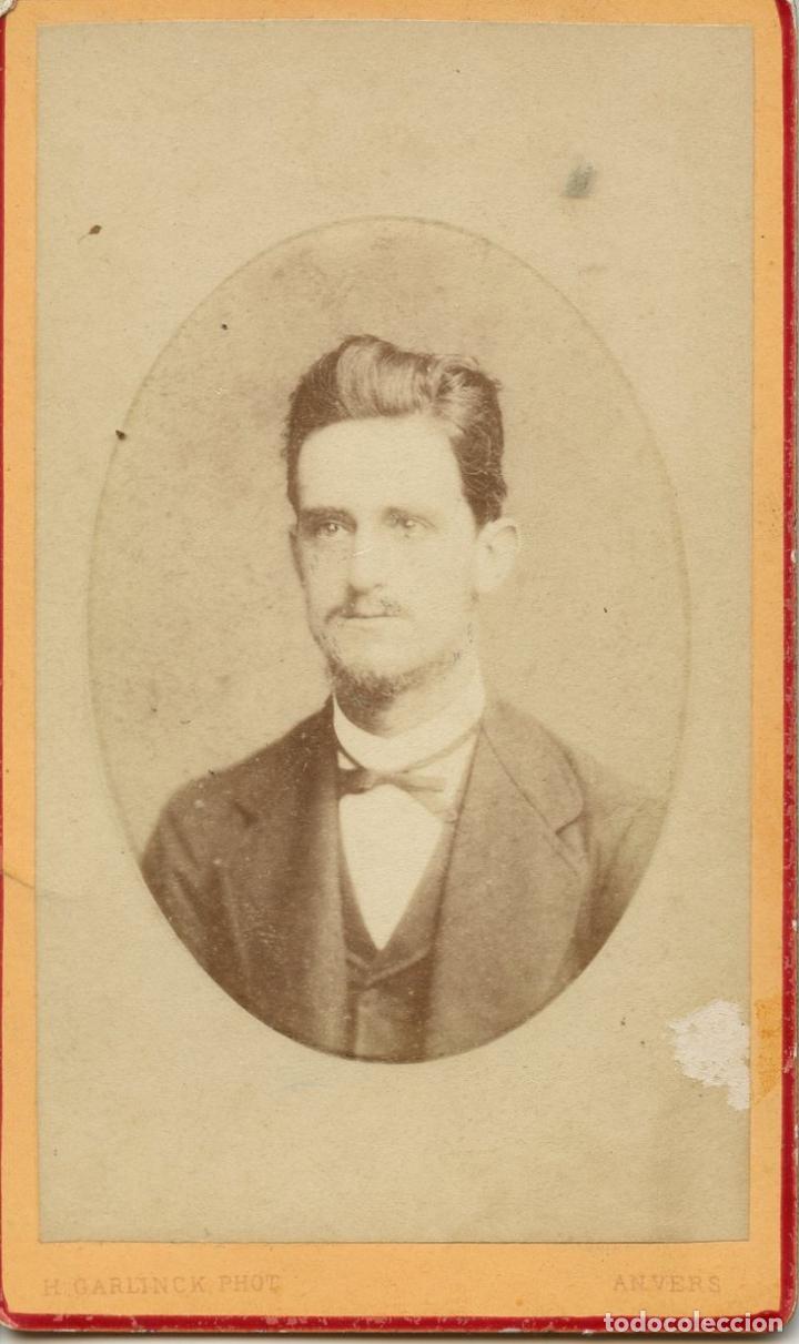 Antique Photography: Carta de visita. Hombre joven. Fot&oacute;grafo Marlinck de Anvers- 1874