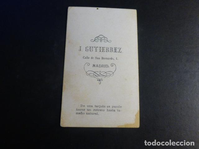 Fotografía antigua: CARTE DE VISITE J. GUTIERREZ FOTOGRAFO MADRID HACIA 1865 - Foto 2 - 197182165