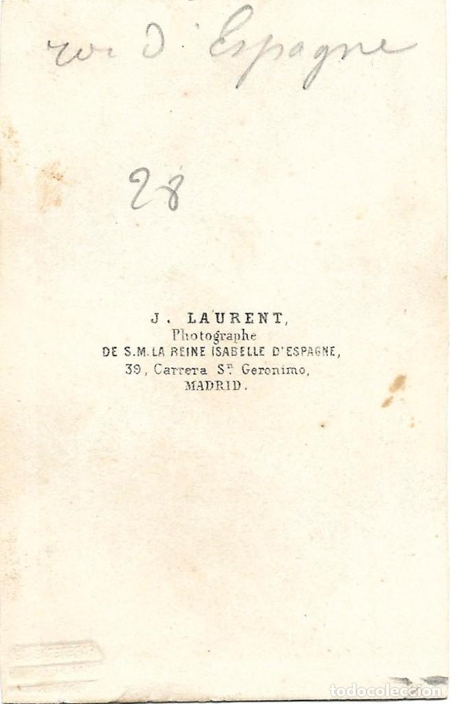 Fotografía antigua: 1860CA FOTOGRAFÍA FRANCISCO ASÍS REY DE ESPAÑA CARTE DE VISITE ALBUMINA CDV . LAURENT MADRID - Foto 2 - 201658783