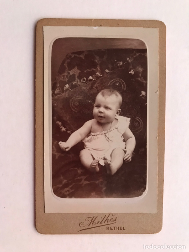 Fotograf&iacute;a antigua: CARTE DE VISITE. BEBE Frances (fin Siglo XIX) Foto MILHES, Rethel. Francia