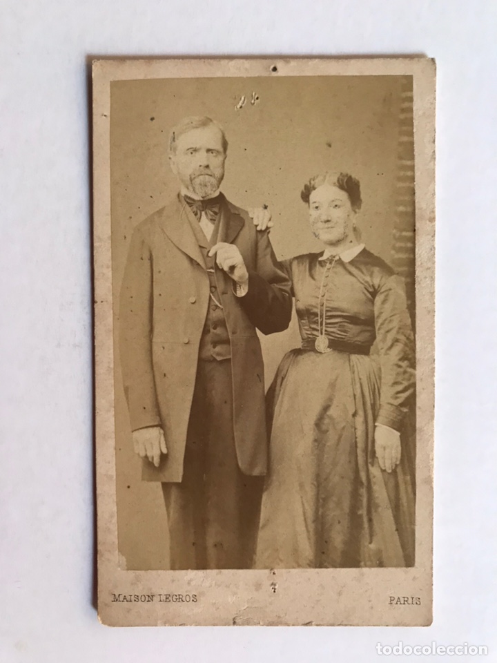 Fotograf&iacute;a antigua: CARTE DE VISITE. Matrimonio bien avenido , (fin Siglo XIX) Foto. Maison Legros, PARIS