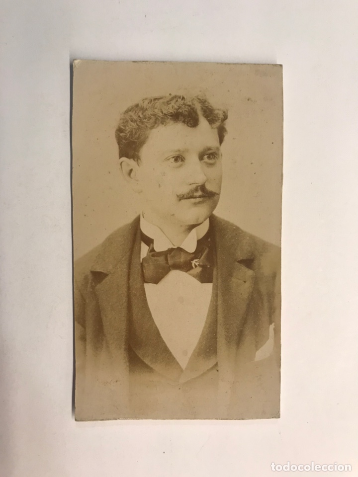 Alte Fotografie: CDV. Carte de Visite, Retrato Caballero con Bigote, fotografo An&oacute;nimo, (fin Siglo XIX)