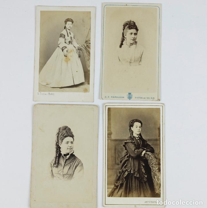 Fotograf&iacute;a antigua: 4 retratos cdv, foto: napole&oacute;n, barcelona.