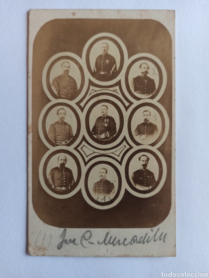 Antique Photography: Carta de visita CDV grupo de militares. Finales s. XIX. Espa&ntilde;a.