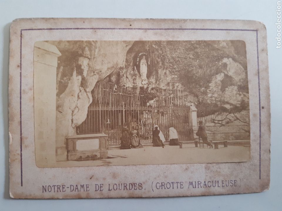 Antique Photography: Carte de visite CDV Notre Dame de Lourdes Grotte Miraculeuse antigua siglo XIX