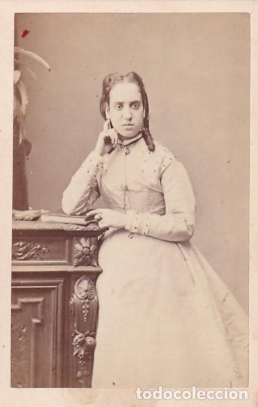 Photographie ancienne: Alb&uacute;mina CDV retrato dama A. KEN Fot&oacute;grafo Paris.