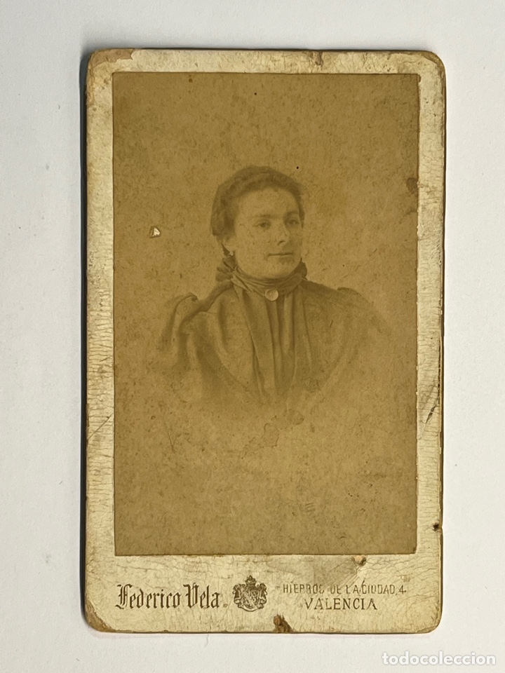 Fotograf&iacute;a antigua: CDV. Carte de Visite. Fotograf&iacute;a Federico Vela. Retrato Se&ntilde;ora&hellip; (fin siglo XIX)
