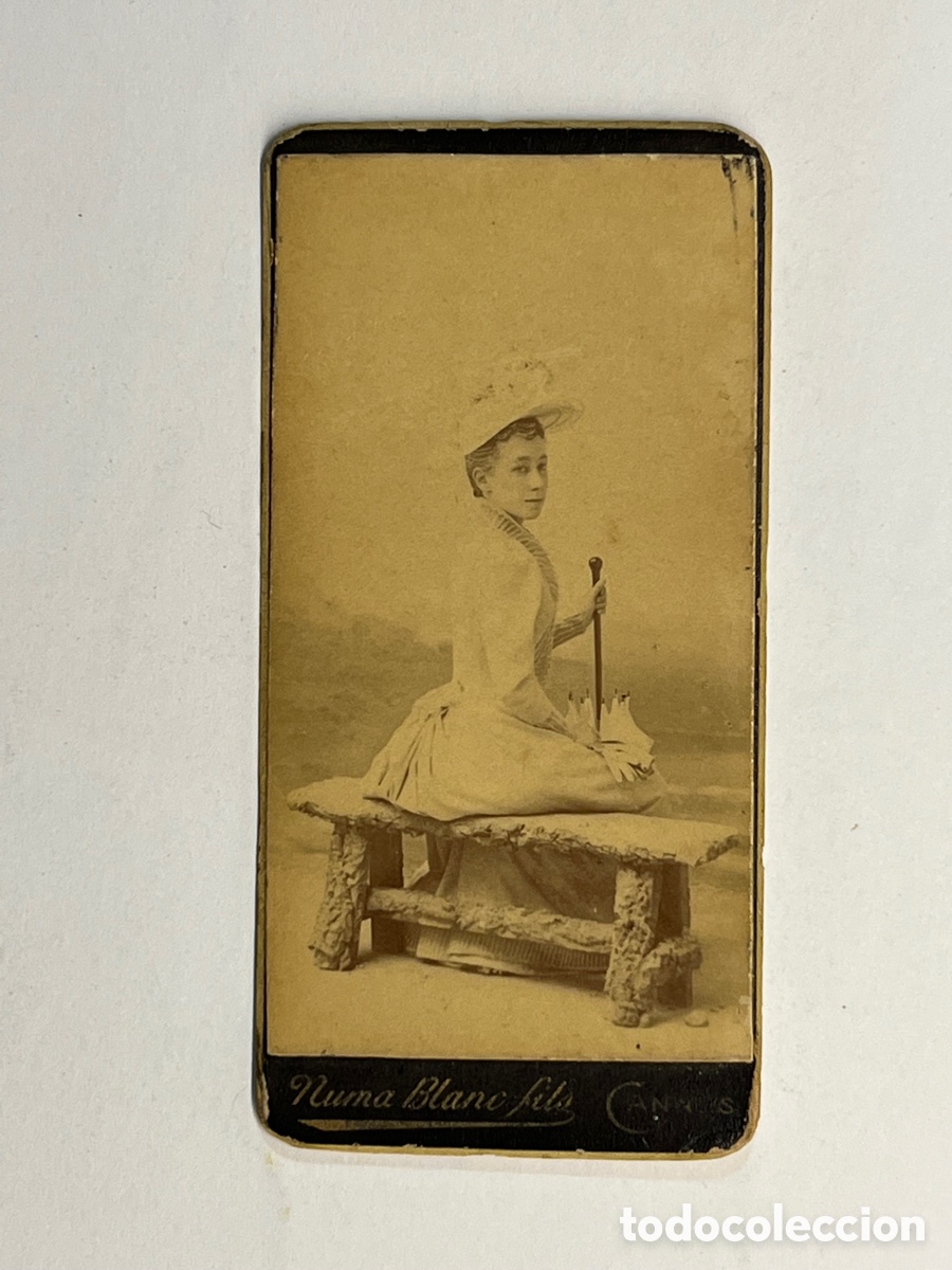 Fotograf&iacute;a antigua: CDV, Carte de Visite. La Joven de la Sombrilla. NUMA BLANC FILS CANNES & MONTE CARLO (h.1900?)