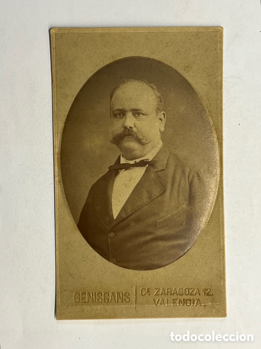Fotografia antica: GENISCANS, fot&oacute;grafo.. CDV. Carte de visite&hellip; el Sr. Del Bigote largo&hellip; (h.1 870?)