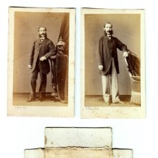 Fotografía antigua: INTERESANTE 2 CDV ALEXANDRE KEN, PARIS + TAPA CAJA FOTOGRAFÍAS. VALLIER, HOTEL ESPAGNOL 1860S BC