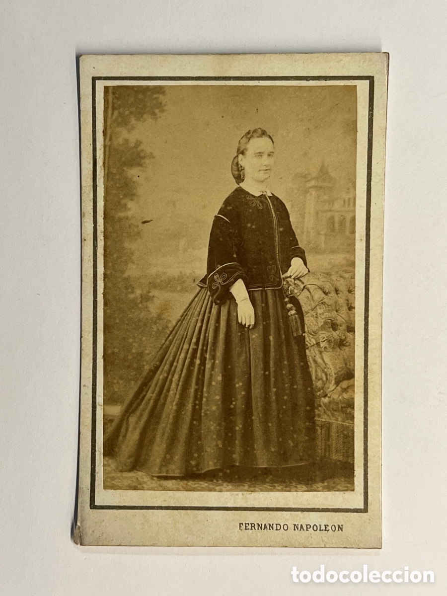 Fotografia antica: CDV Carte de visite FERNANDO NAPOLEON Burguesia Catalana del XIX, Retrato de una Se&ntilde;ora.