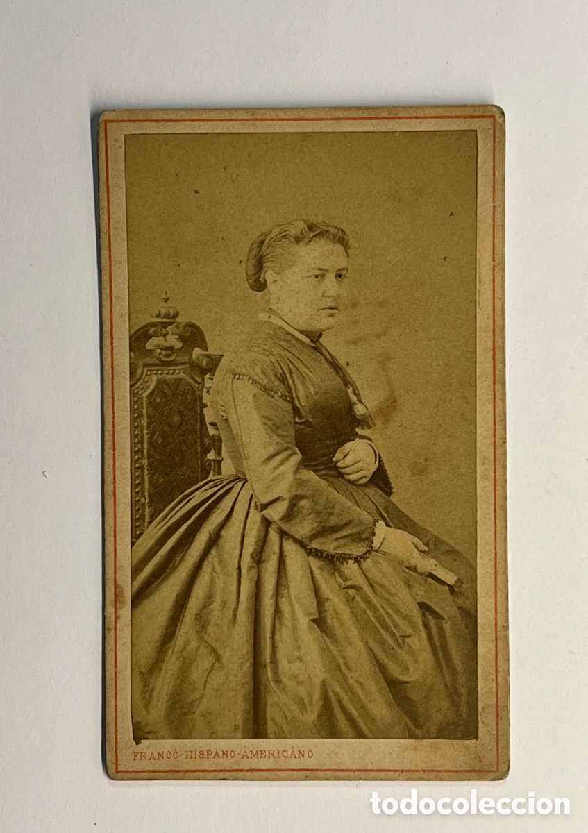 Fotografia antica: CDV Carte de visite Fotografia Franco Hispano Americano. La Se&ntilde;ora sentada con Abanico (h.1870?)