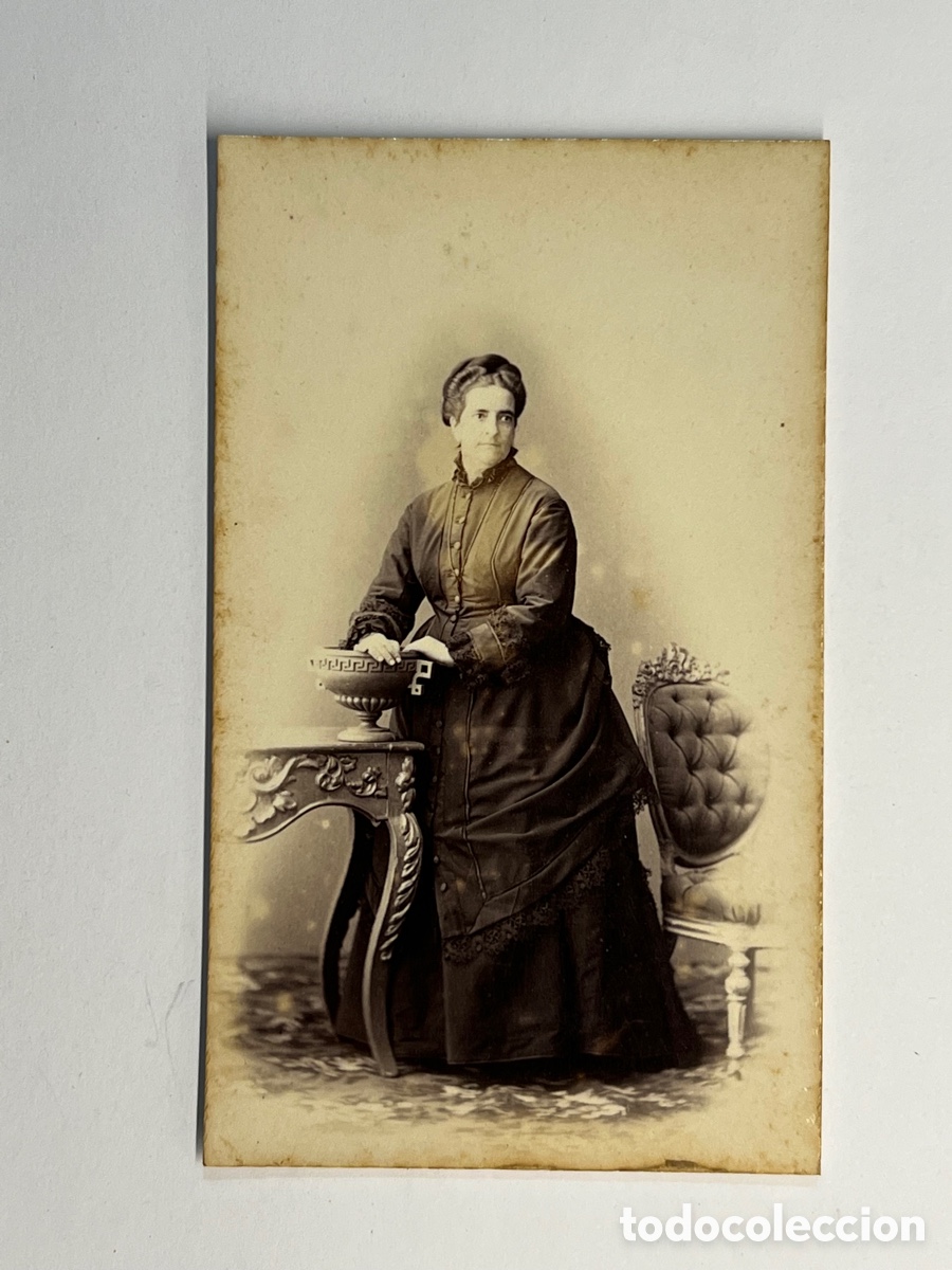 Fotografia antica: CDV Carte de visite Fotografia Franco Hispano Americana. Se&ntilde;ora con vestido largo de Raso Negro