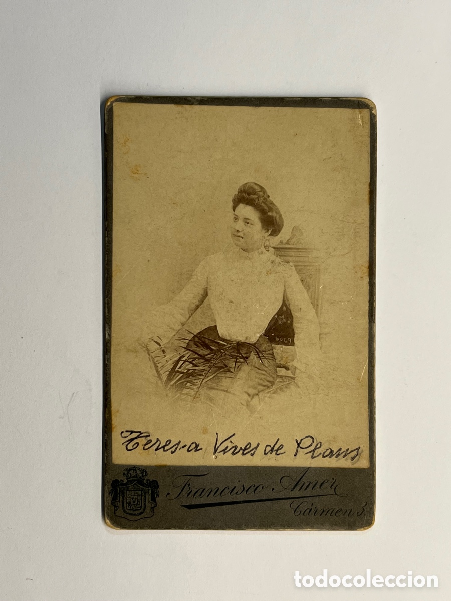 Fotografia antica: CDV, Carte de visite.. Francisco Amer, fotografo. La Se&ntilde;orita Teresa Vives (h.1900?)