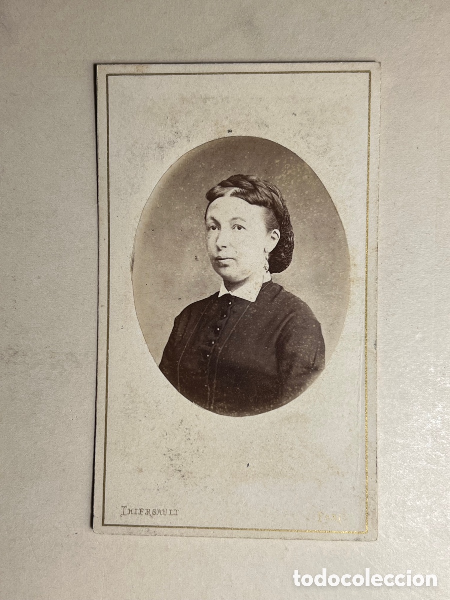 Fotografia antiga: Fotograf&iacute;a CDV, Carte de Visite. THIERSAULI Par&iacute;s. Se&ntilde;ora francesa (fin siglo XIX)