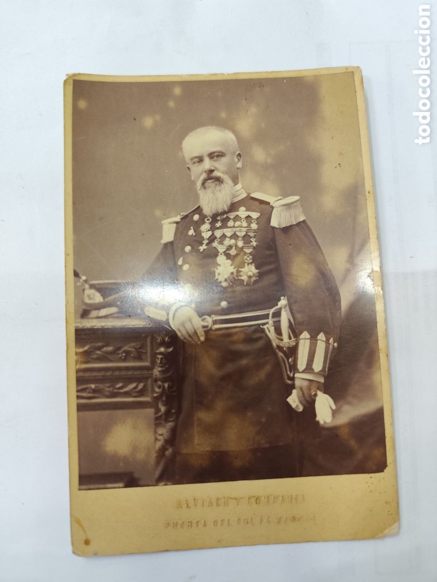 Photographie ancienne: Fotograf&iacute;a antigua militar a.XIX. Eusebio Pe&ntilde;alva.Dedicada por el. Alviach y compa&ntilde;&iacute;a