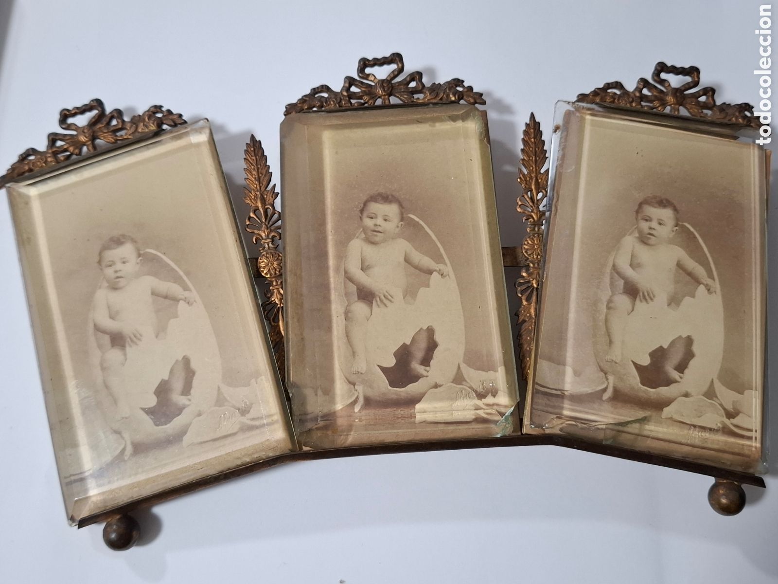 Antique Photography: LOUVOIS BRUXELLES BELGICA BEBE HUEVO RARA CIRCA 1890 CON PORTAFOTO ANTIGUO