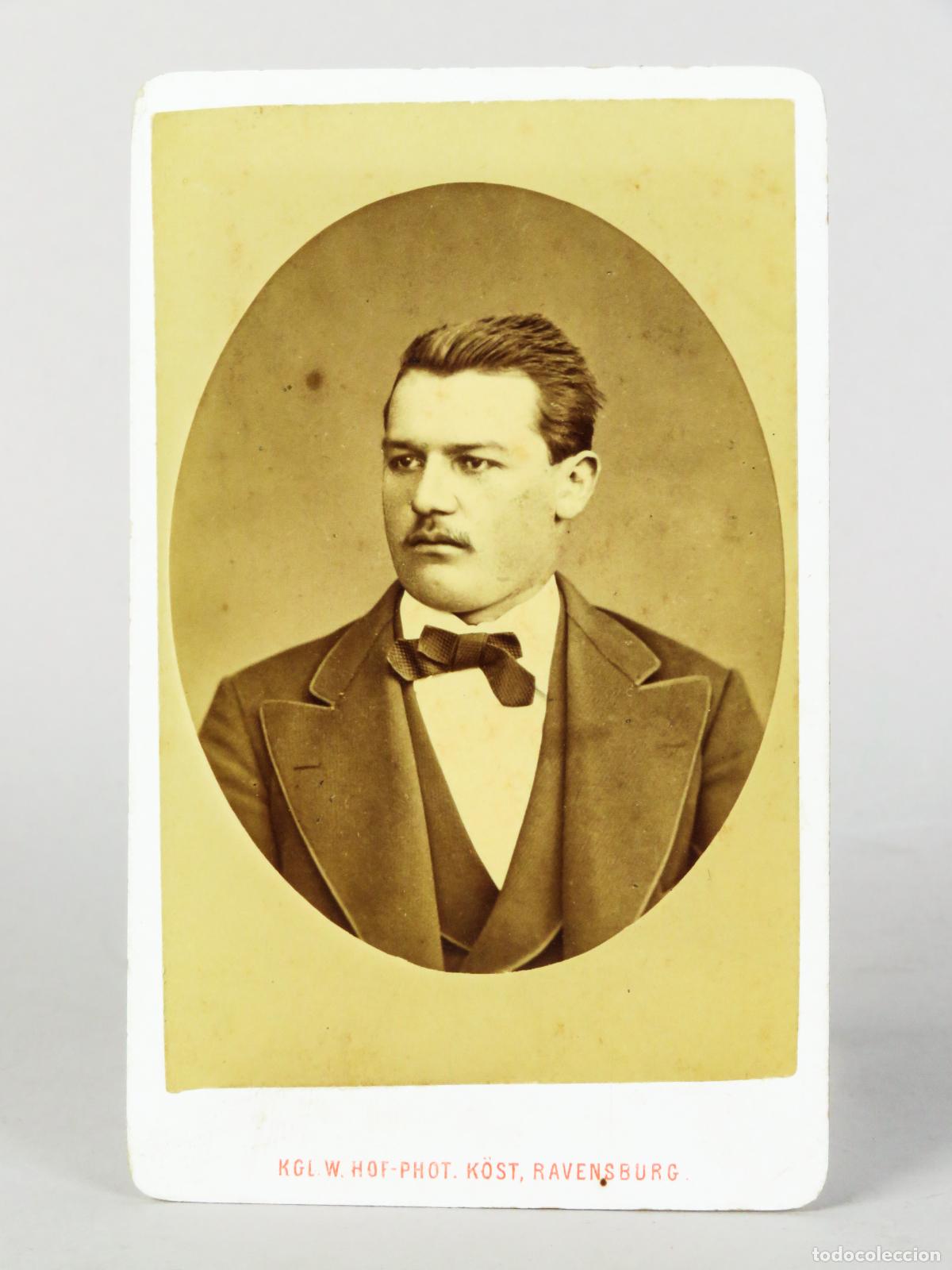 Antique Photography: Carte Visite fotograf&iacute;a busto se&ntilde;or pajarita J K&ouml;st Ravensburg Germany hacia 1880 S XIX