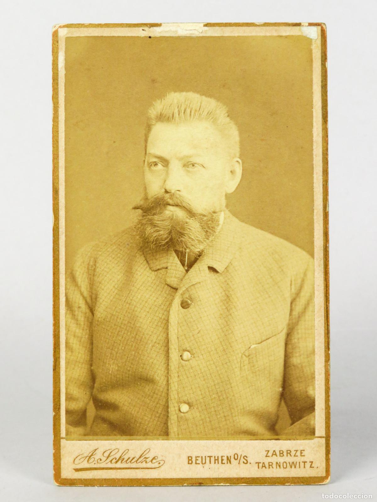 Antique Photography: Carte Visite fotograf&iacute;a retrato caballero barba A Schulze Beuthen Zabrze Polonia hacia 1880 XIX