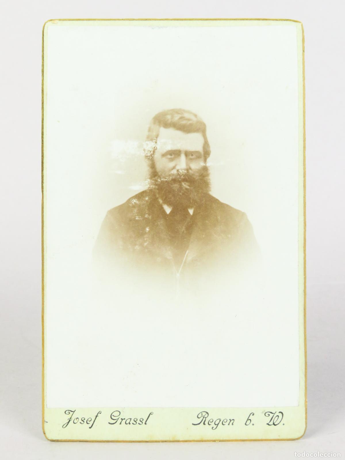 Antique Photography: Carte Visite fotograf&iacute;a retrato hombre barba Josef Grassl Regen Germany hacia 1890 S XIX
