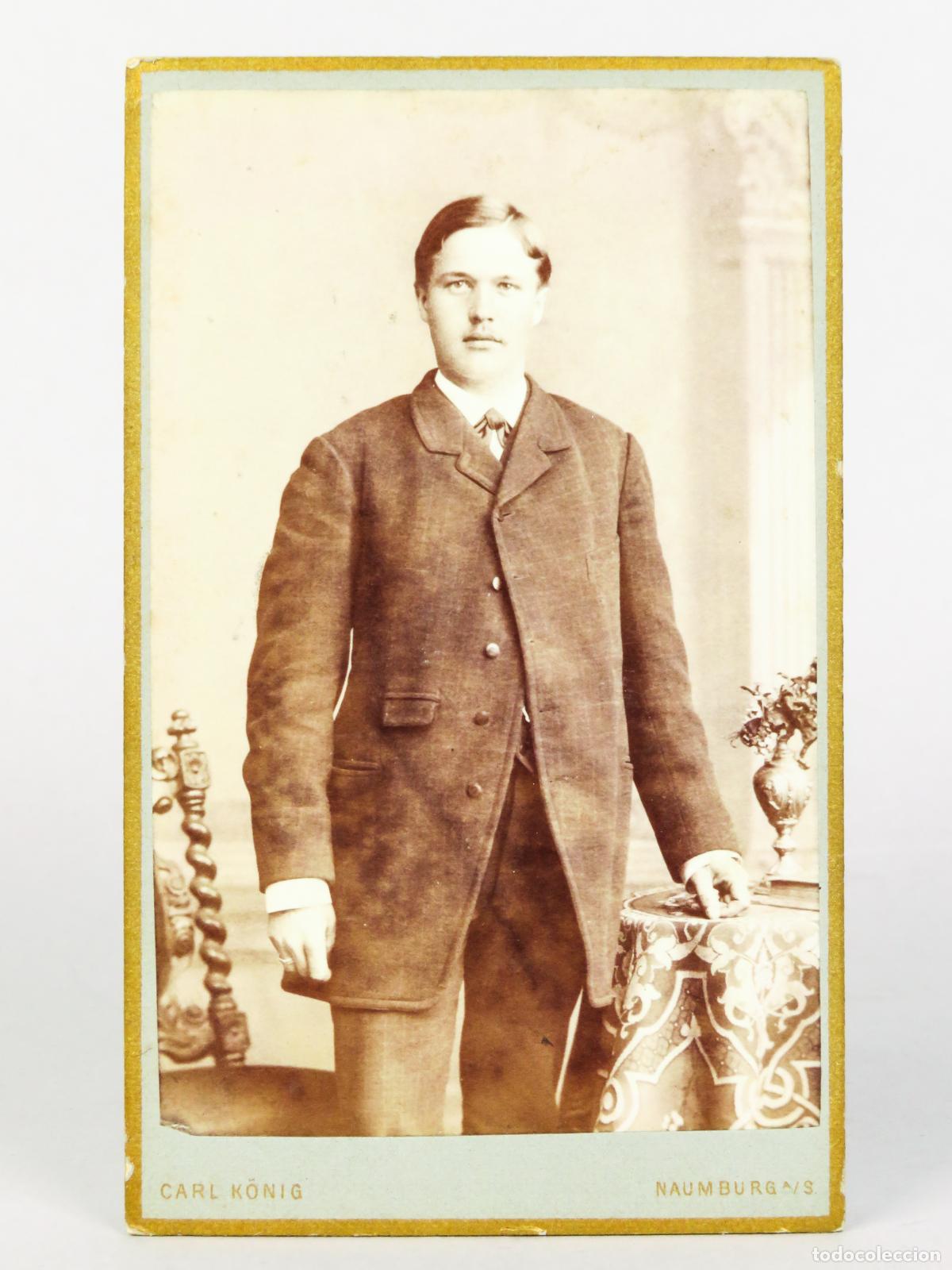 Antique Photography: Carte Visite fotograf&iacute;a caballero posando Carl K&ouml;ning Naumburg Germany hacia 1890 S XIX