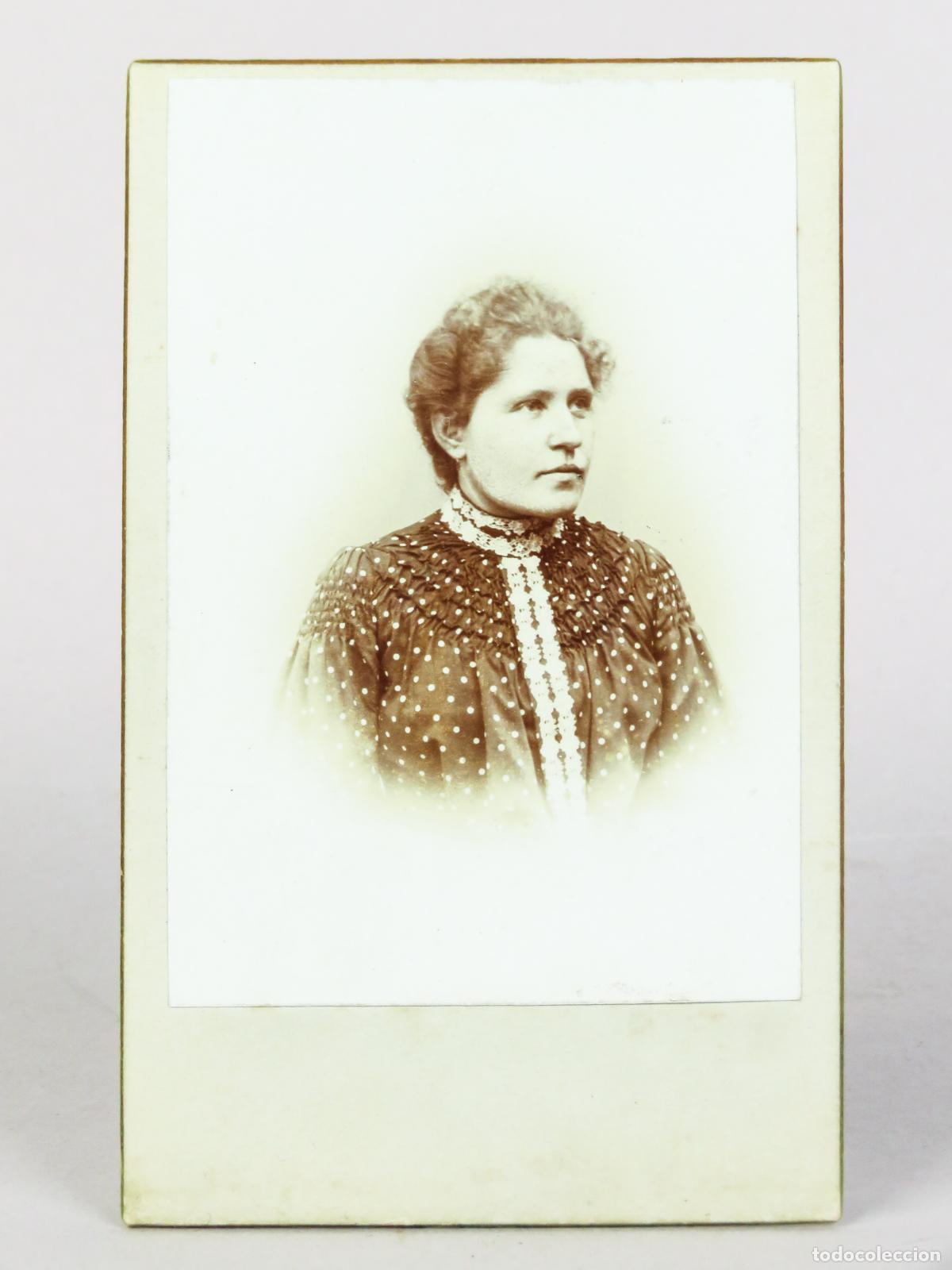 Antique Photography: Carte Visite fotograf&iacute;a retrato mujer blusa lunares Atelier Ribera M&uuml;nchen Germany hacia 1900 S XX