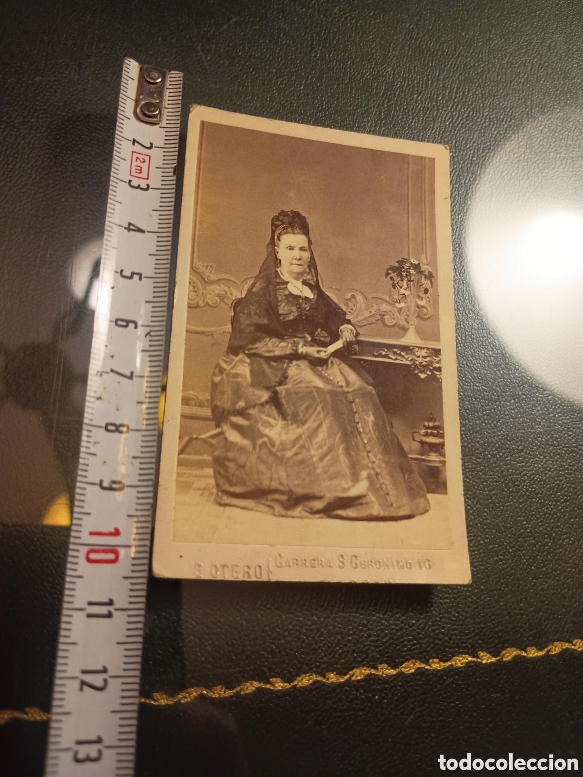 Antique Photography: CAD CDV Carte de Visite. Retrato se&ntilde;ora con mantilla. G. Otero, fotograf&iacute;a. Carrera San Ger&oacute;nimo.