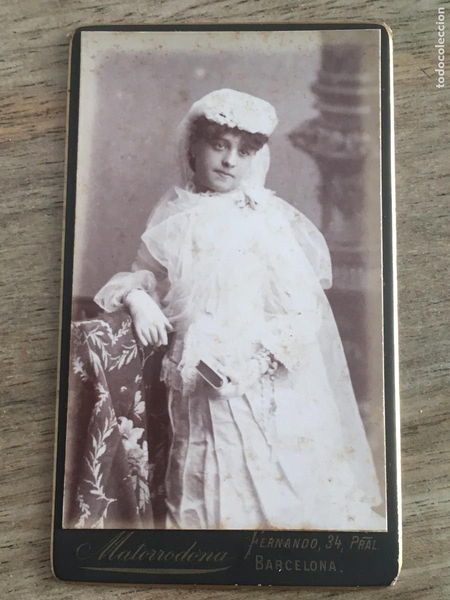 Fotograf&iacute;a antigua: carta de visita foto original muy antigua siglo XIX fotografo matarrodona barcelona