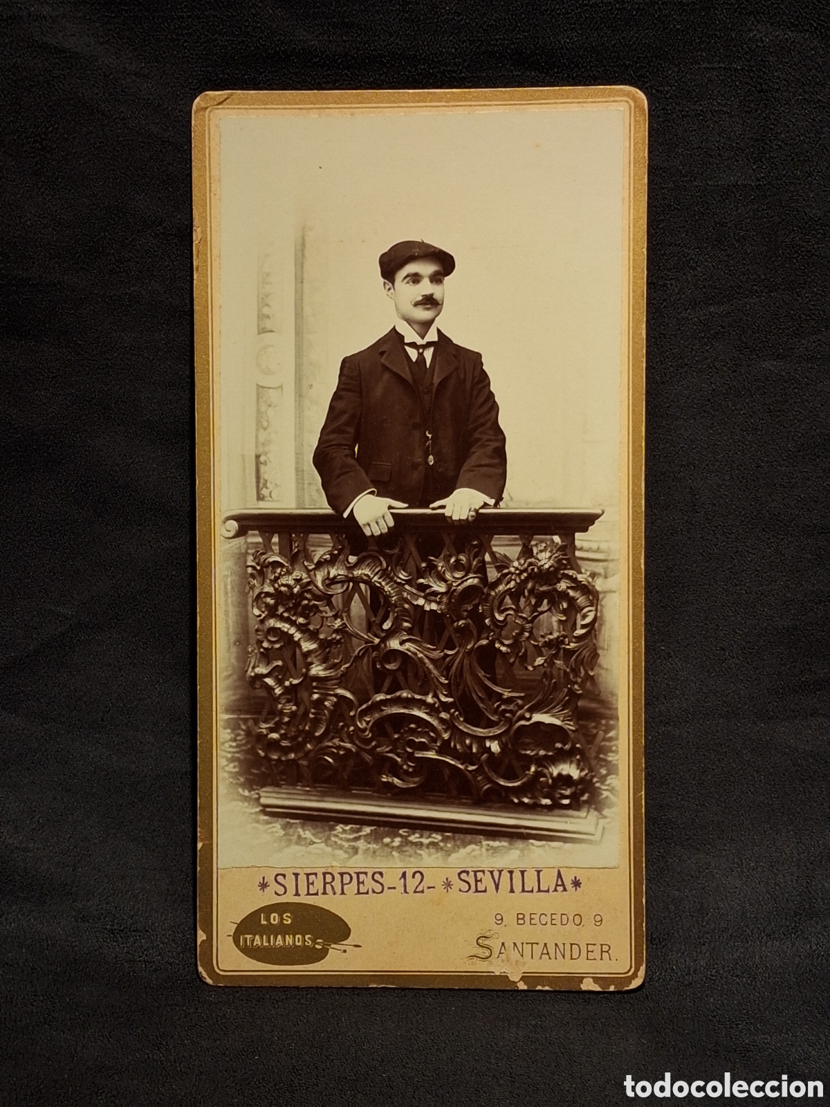 Fotograf&iacute;a antigua: ANTIGUA FOTOGRAF&Iacute;A LOS ITALIANOS SIERPES 12, SEVILLA. 20,6 X 10,4 CM