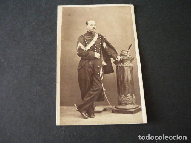 Fotograf&iacute;a antigua: ZARAGOZA RETRATO DE MILITAR RAMON MARIN DE LA CERDA HORTET FOTOGRAFO CARTE DE VISITE