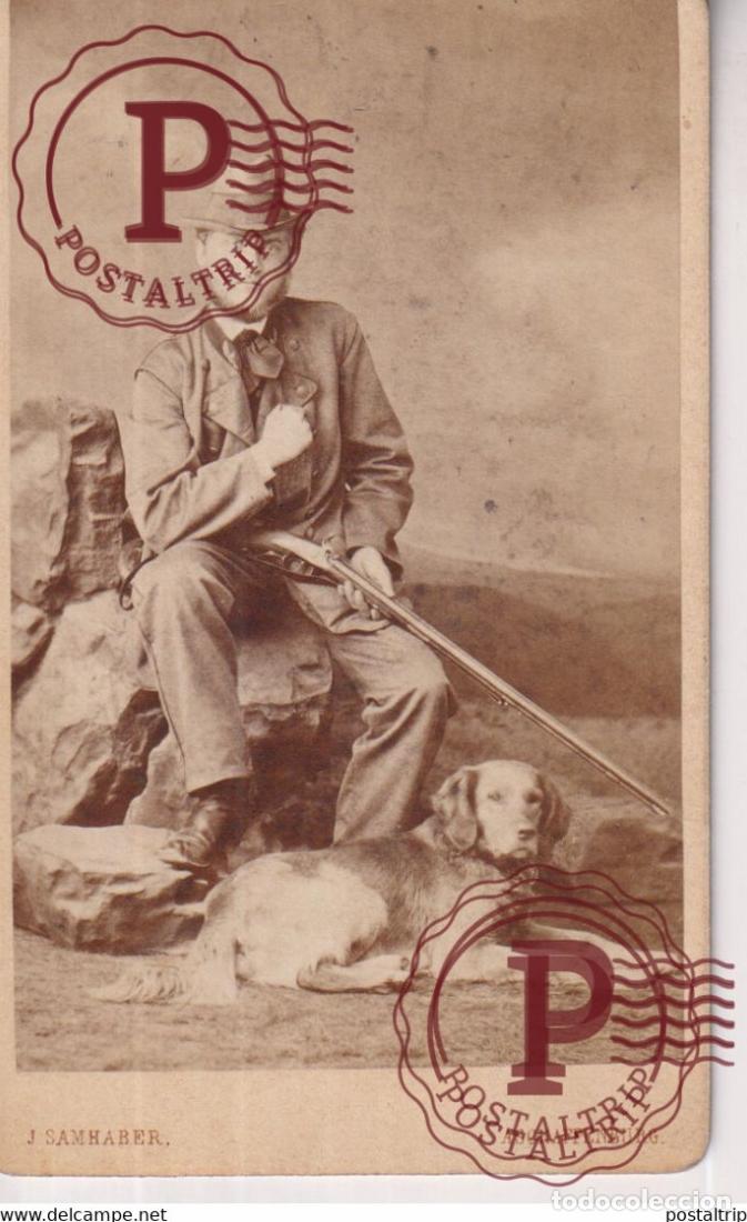 Photographie ancienne: J SAMHABER ASCHAFFENBURG JAGER HUNTING HUNTER CHASSE CDV GERMANY DEUTSCHLAND +-10*.6CM