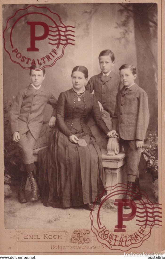 Fotograf&iacute;a antigua: 1887 WILLY OTTENDORF FAMILIE EMIL KOCH PHOT BONN Photo ancienne CABINET Fotografie +-16*10CM