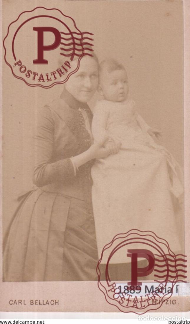 Fotograf&iacute;a antigua: CARL BELLACH LEIPZIG 1889 MARIA PETER MIT ERNST Photo ancienne CDV Fotografie +-10*6CM